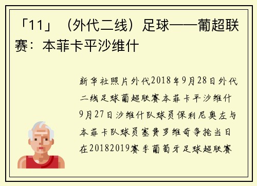 「11」（外代二线）足球——葡超联赛：本菲卡平沙维什